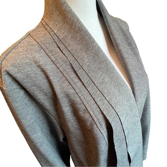 Joan Vass NY Gray Cardigan Women's Size 3X Stretch Knit Faux Leather Sleeves - Picture 4 of 9